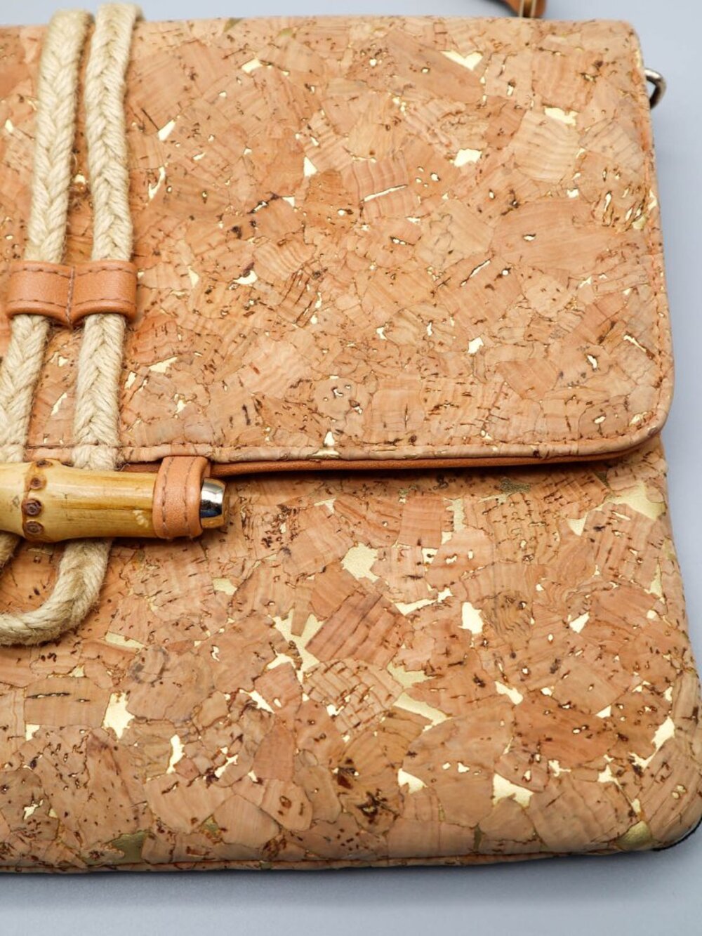Convertible Cork Clutch Crossbody Bag Purse Sondra Roberts Boho Coastal Beachy - Picture 3 of 9